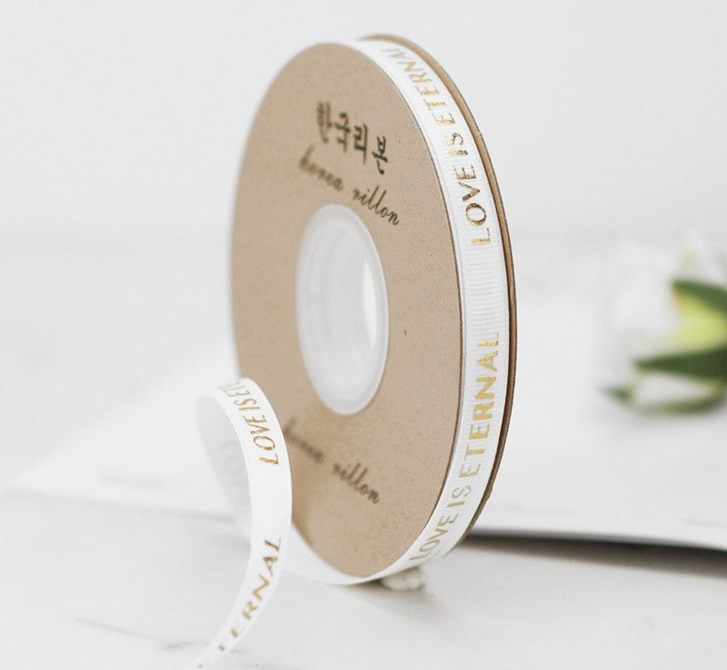 Grosgrain Printed Ribbon- White -1cm approx