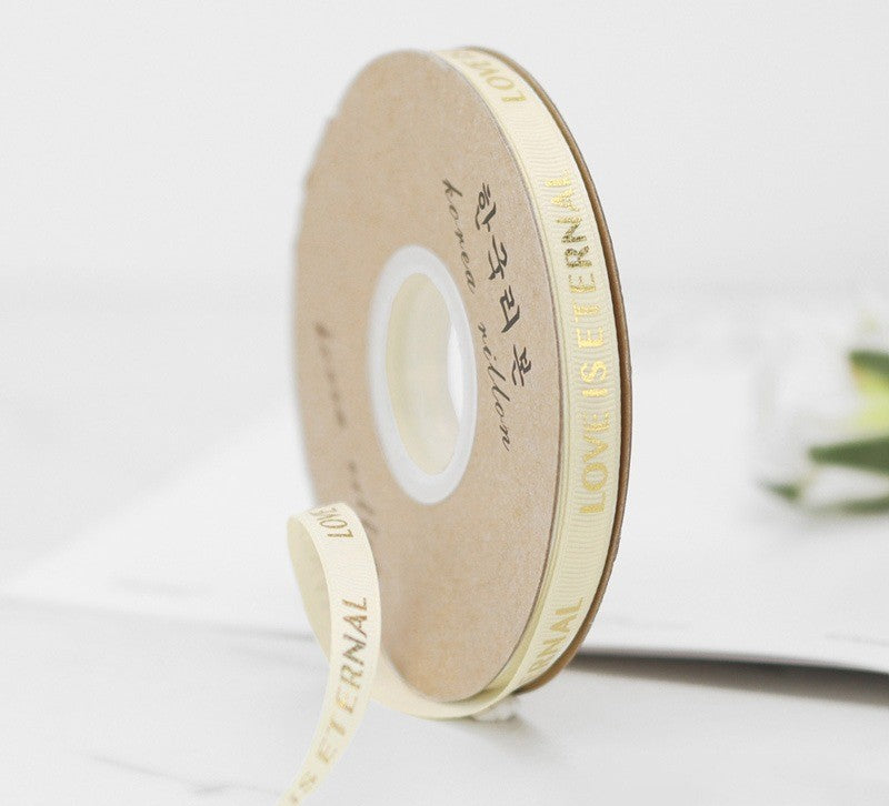 Grosgrain Printed Ribbon- Cream -1cm approx