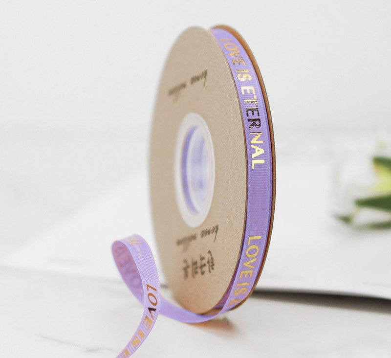 Grosgrain Printed Ribbon- Light Purple -1cm approx