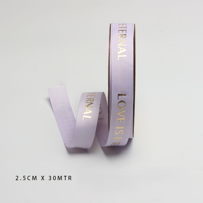 Grosgrain Printed Ribbon- Light Purple - 2.5 cm