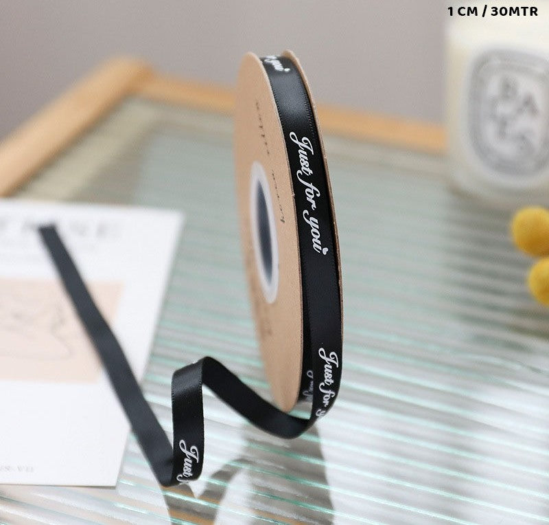 Satin Printed Ribbon- Black -1cm approx