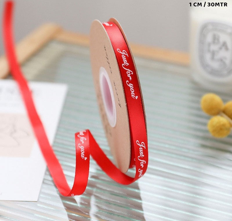 Satin Printed Ribbon- Red - 1cm approx