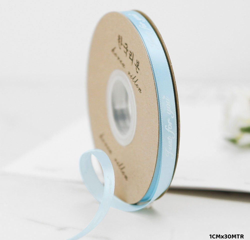 Satin Printed Ribbon- Sky Blue -1cm approx