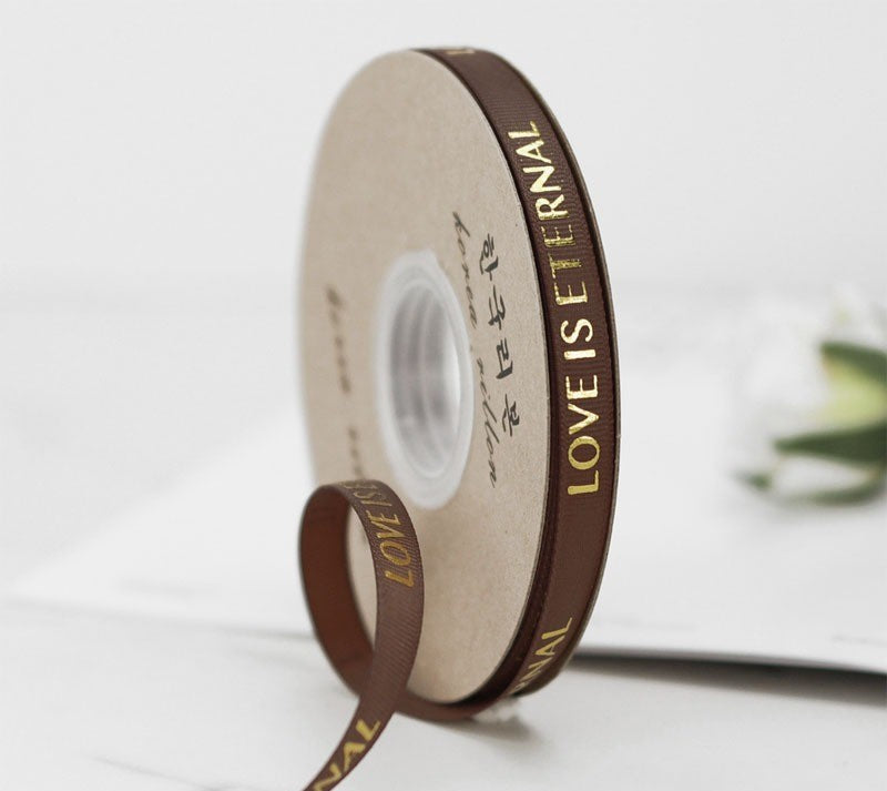 Grosgrain Printed Ribbon- Brown -1cm approx