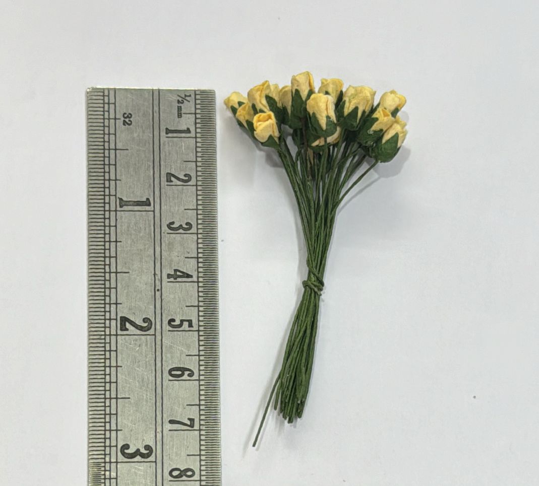 Mulberry Mini Rose Buds- 100 pieces- Light Yellow