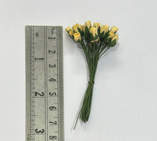 Mulberry Mini Rose Buds- 100 pieces- Light Yellow