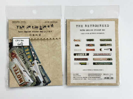 Retro English Stickers Bag Cutout – CPJ608