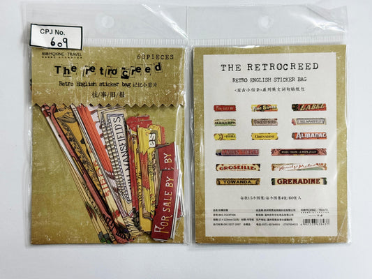 Retro English Stickers Bag Cutout – CPJ609