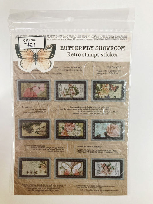 Butterfly Showroom Retro Stamp Sticker – CPJ721