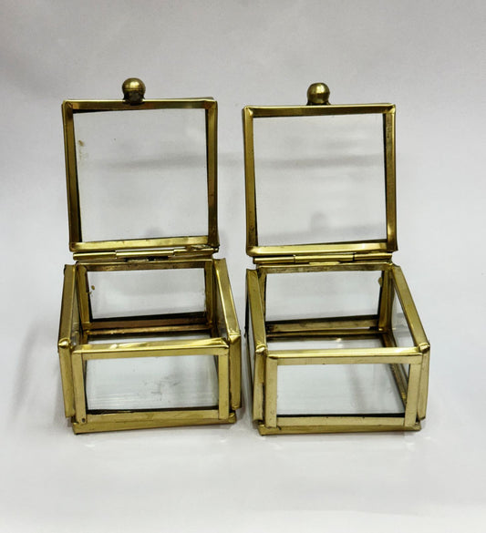 Vintage Glass Box Set for Ring –- 2 pieces