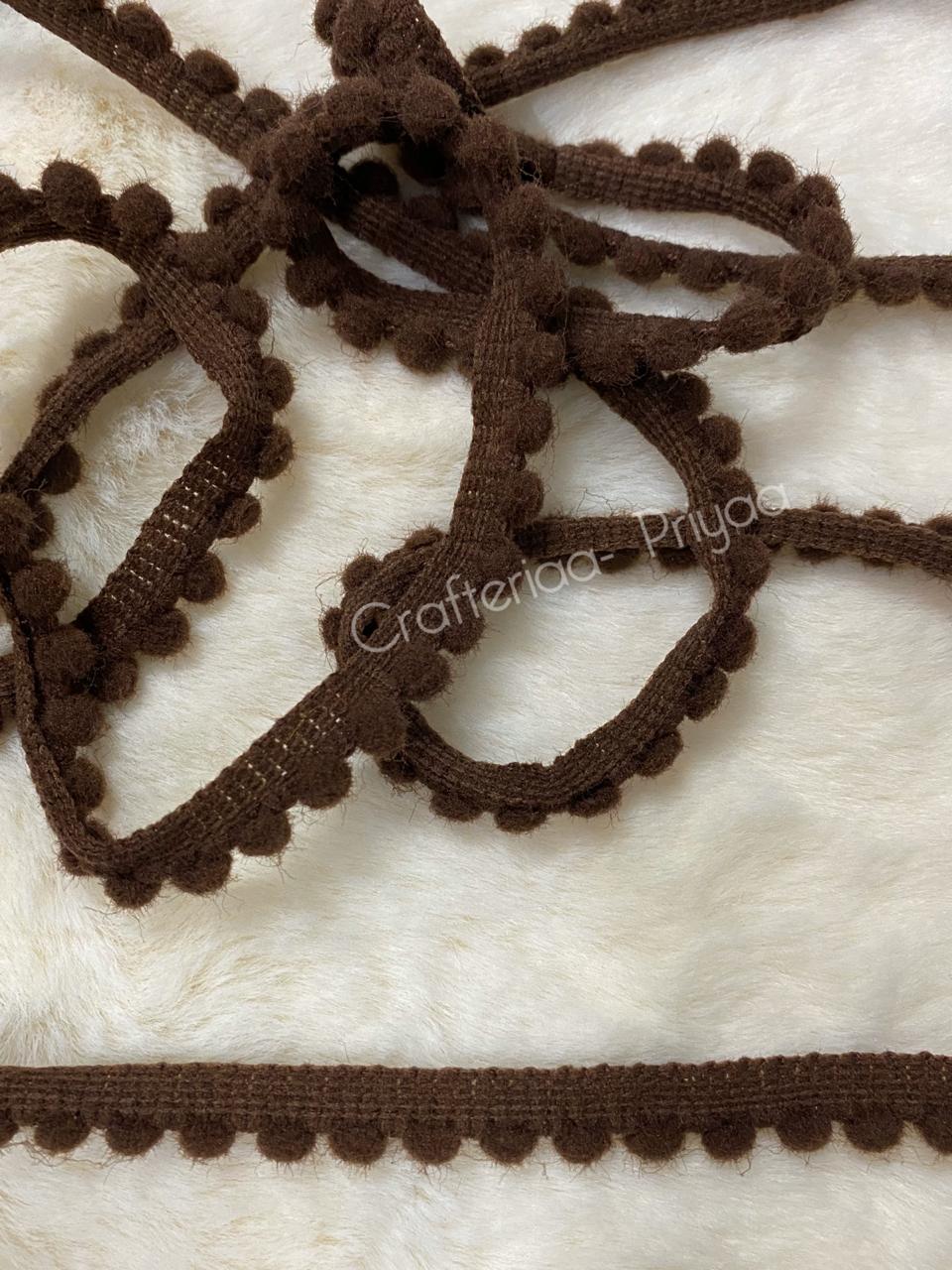 Pom Pom Lace- 2 mtr -Brown