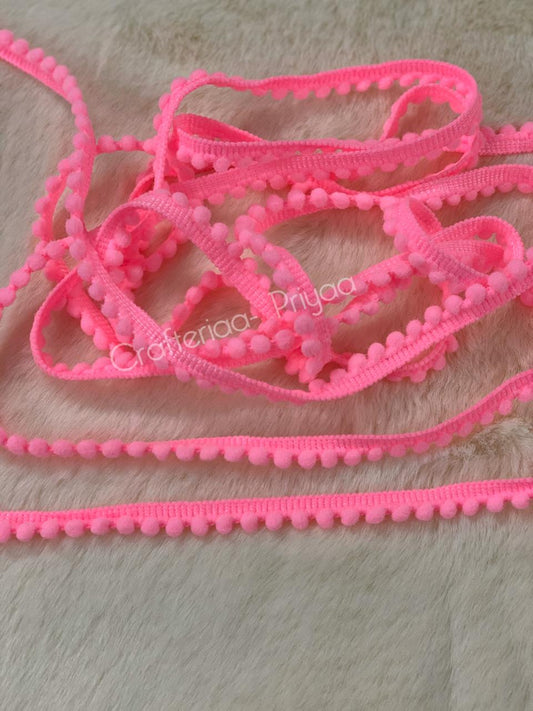 Pom Pom Lace- 2 mtr – Neon Pink