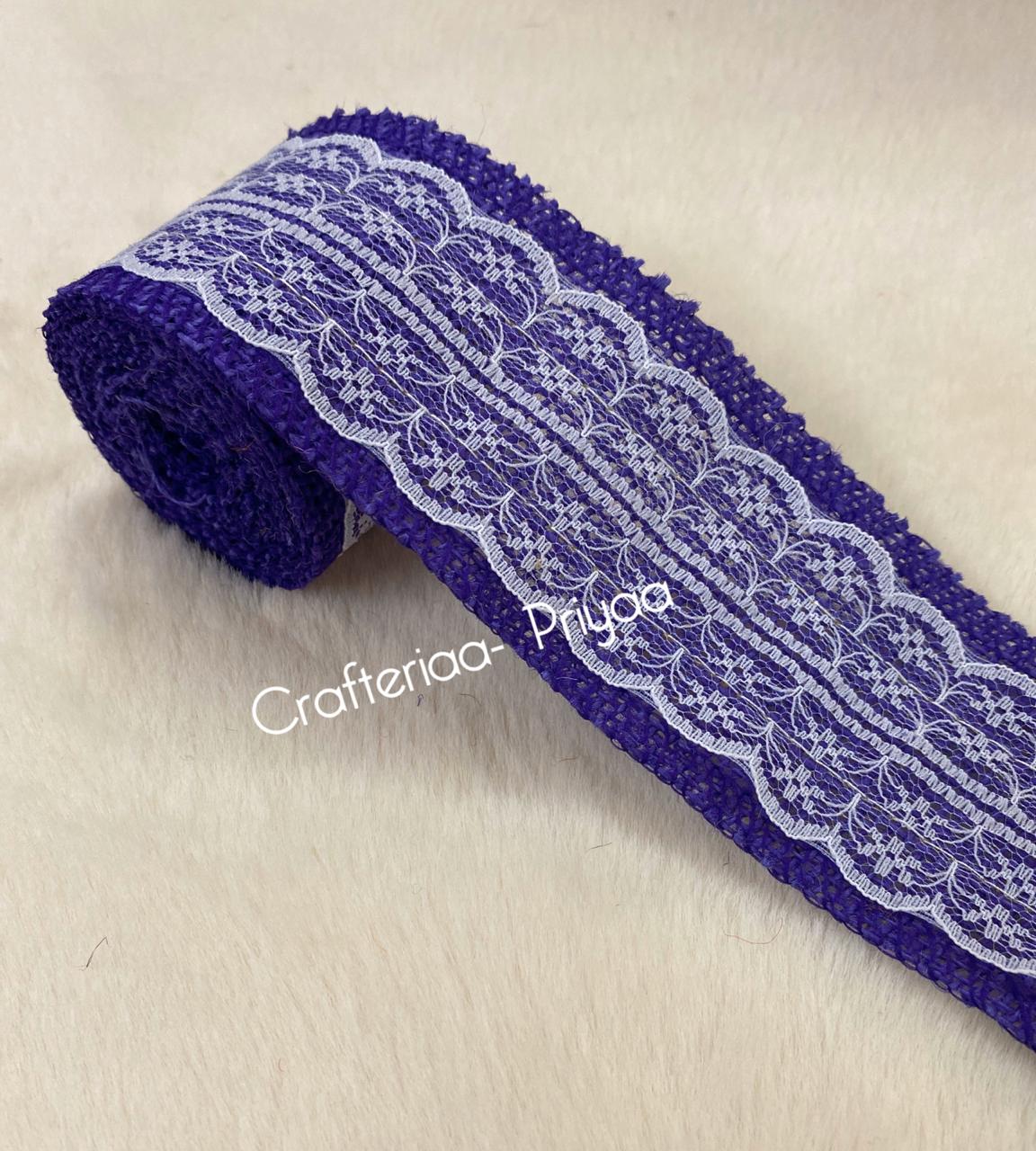 Jute and Net Lace- 1 roll- 2 mtr-Purple