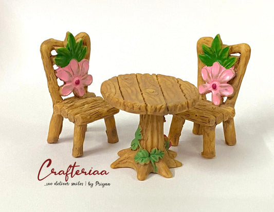 WOOD TABLE CHAIR – miniature 3 pieces – design 84