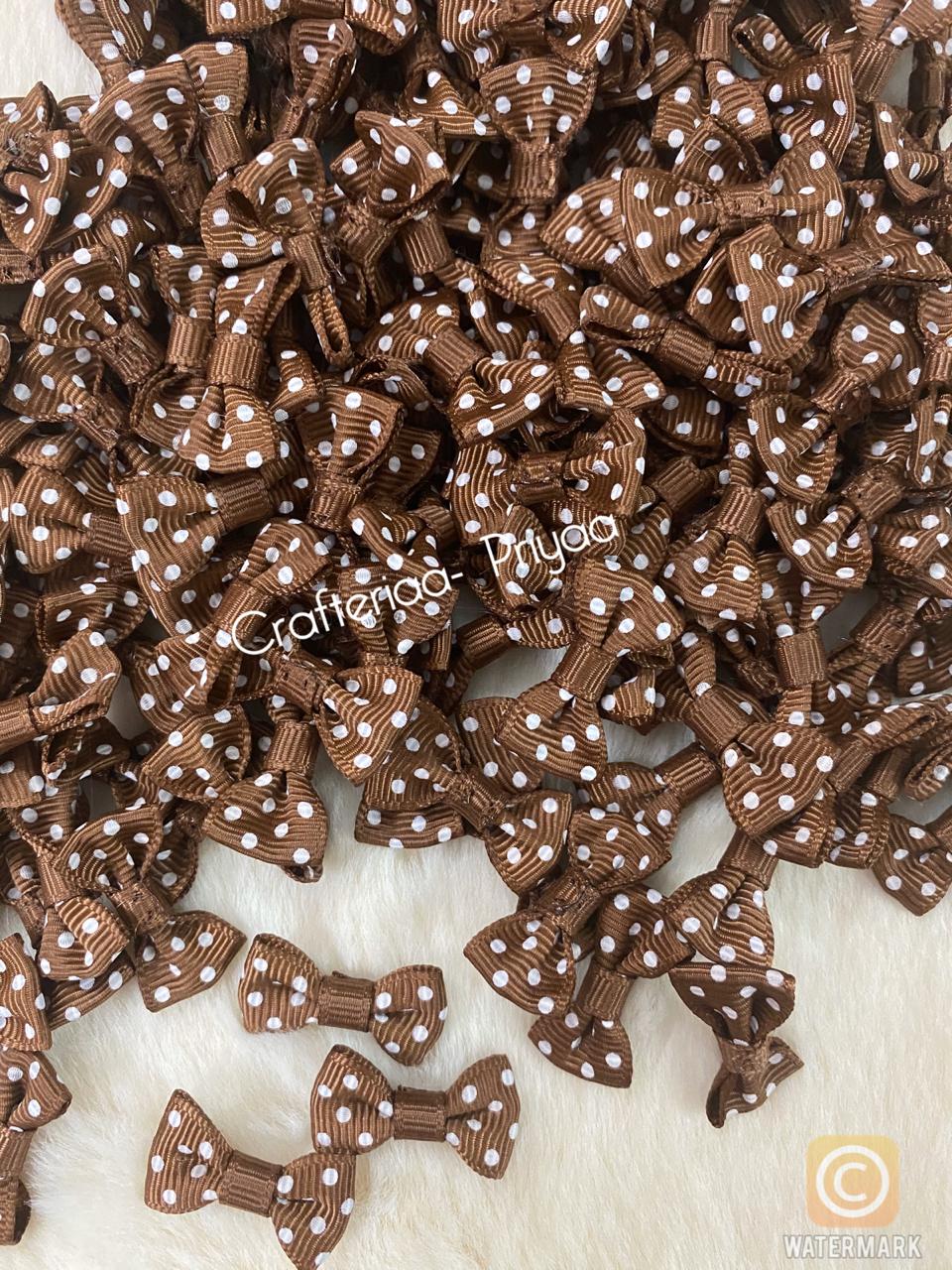 Bows Set- 20 pieces- Polka- Brown