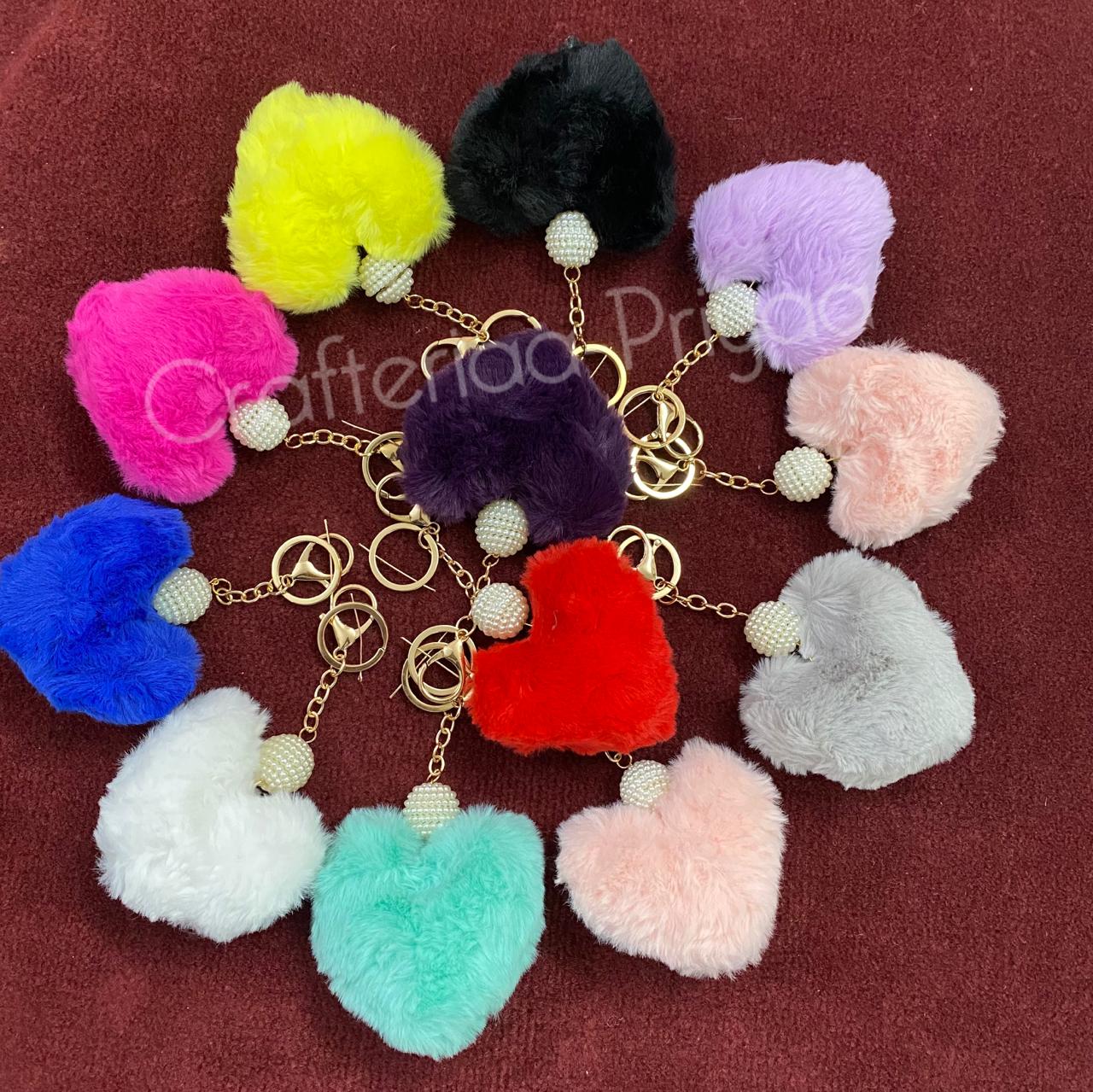 Heart Pom Pom Key Ring – 1 Piece