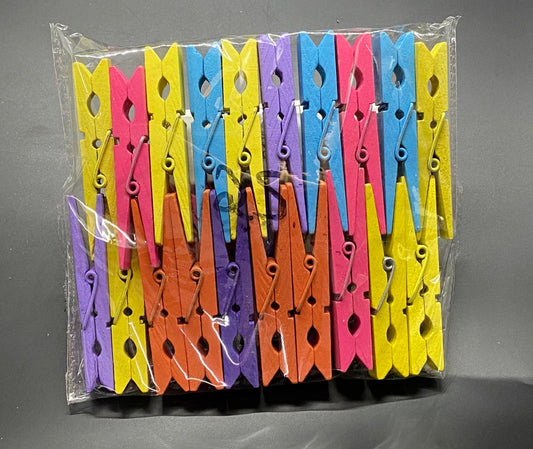 Wooden Clips – 7 Cm- 25 Pieces- Multicolor
