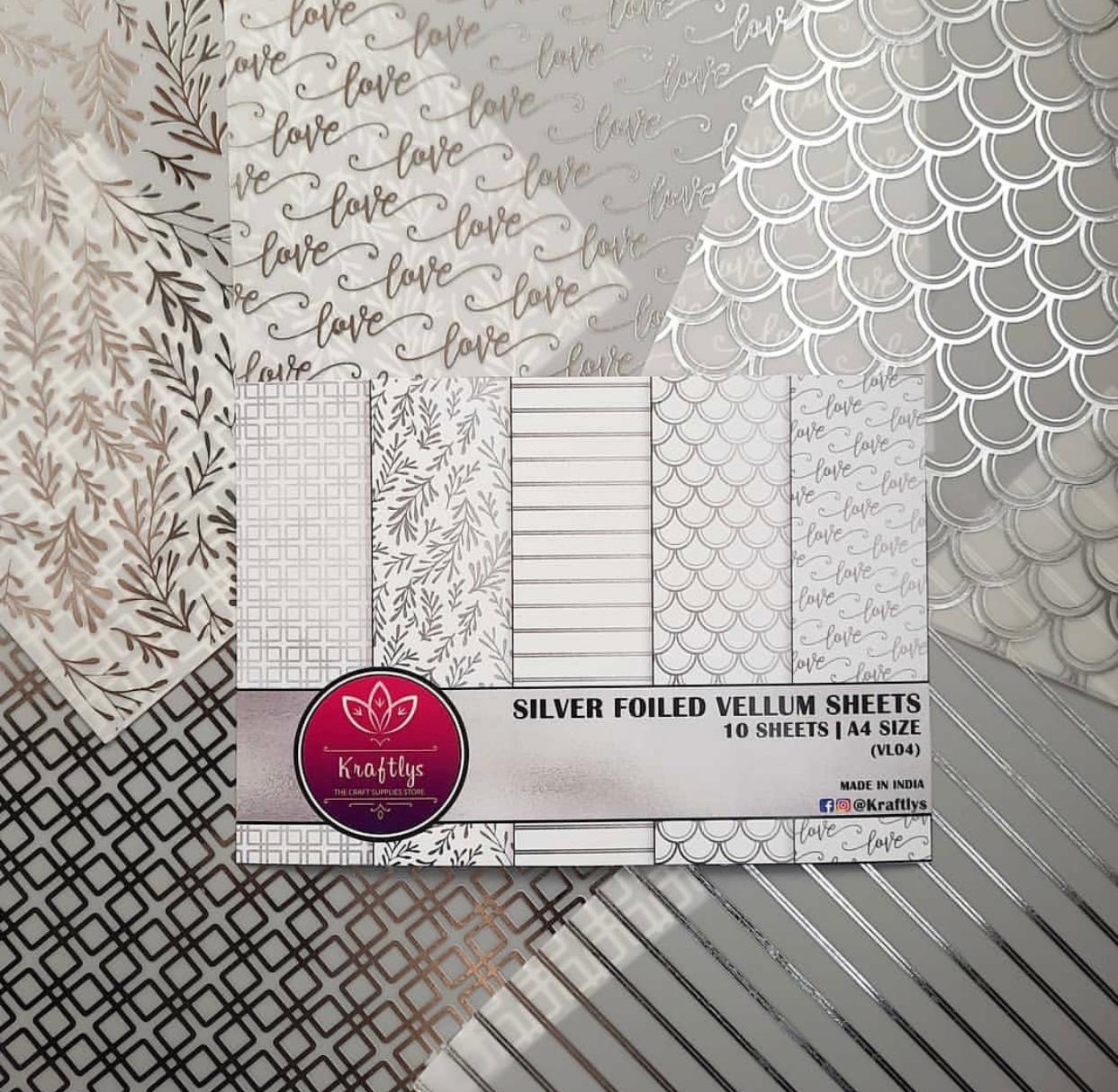 Silver foiled Vellum- A4 – 10 Sheets