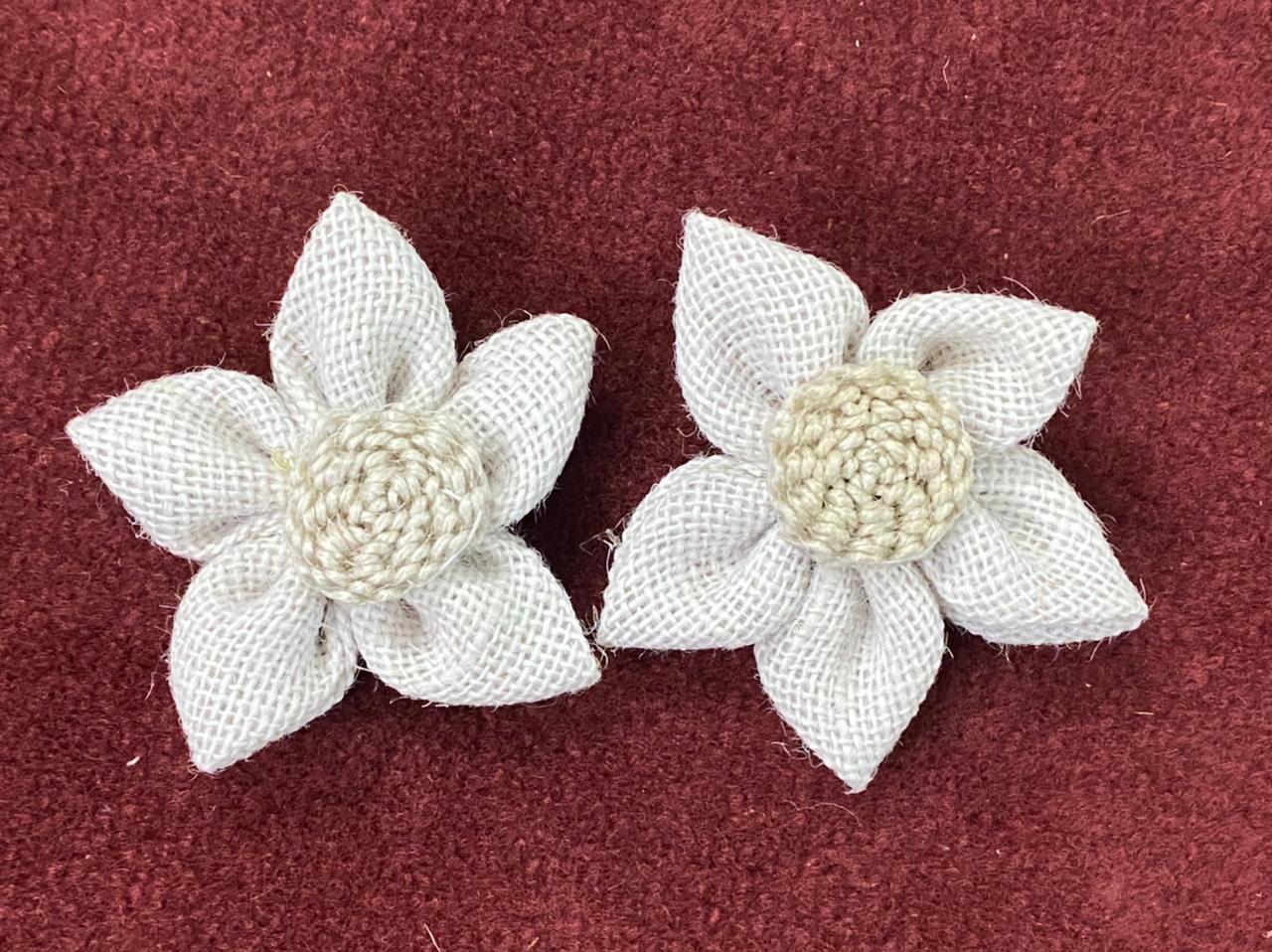 Jute Flowers- 2 Pieces shade – white