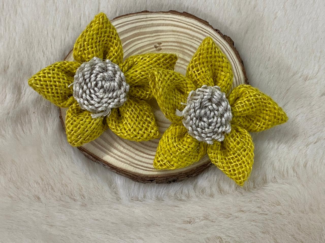 Jute Flowers- 2 Pieces shade – Yellow
