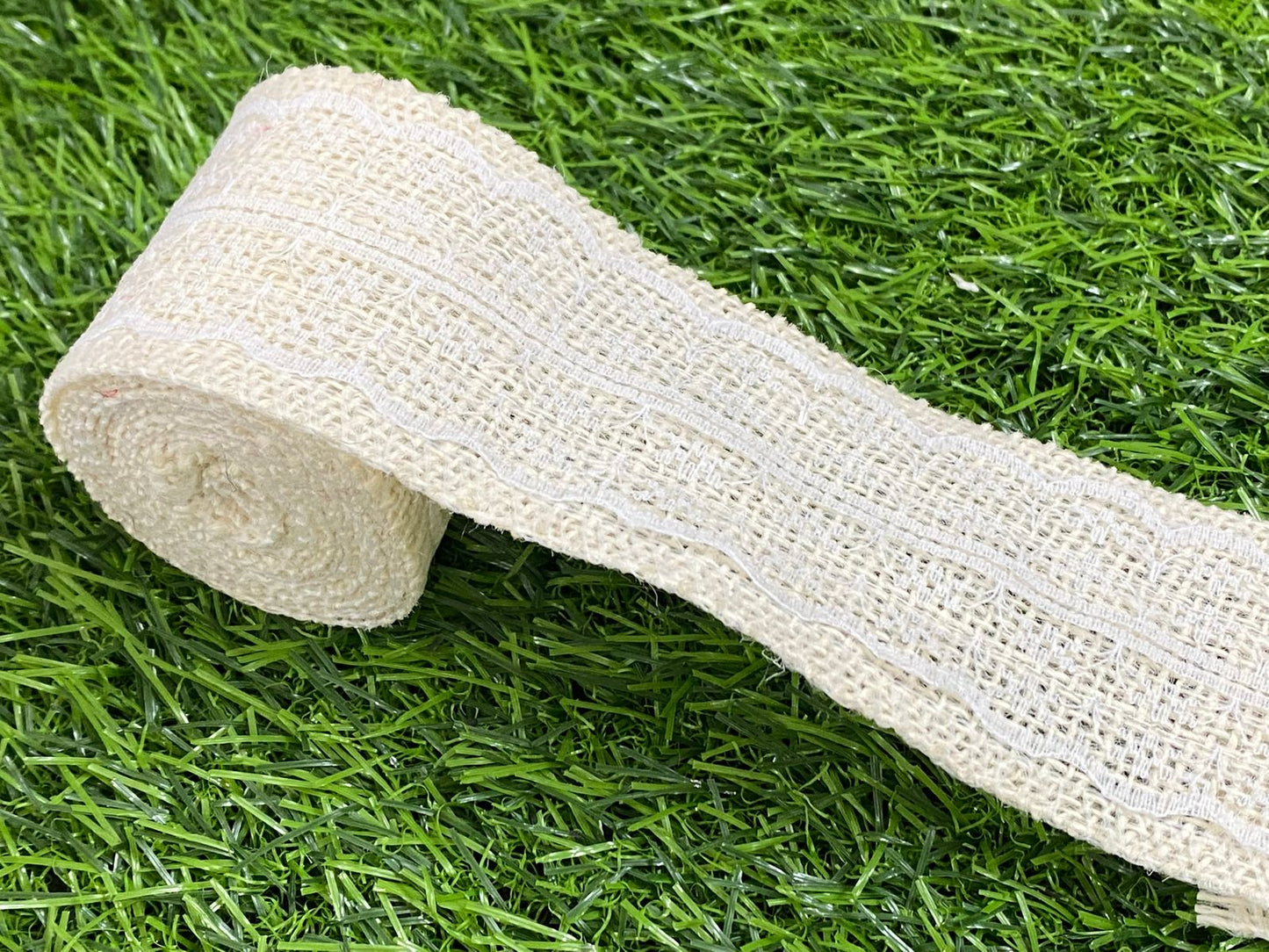 Jute and Net Lace- 1 roll- 2 mtr- Off white