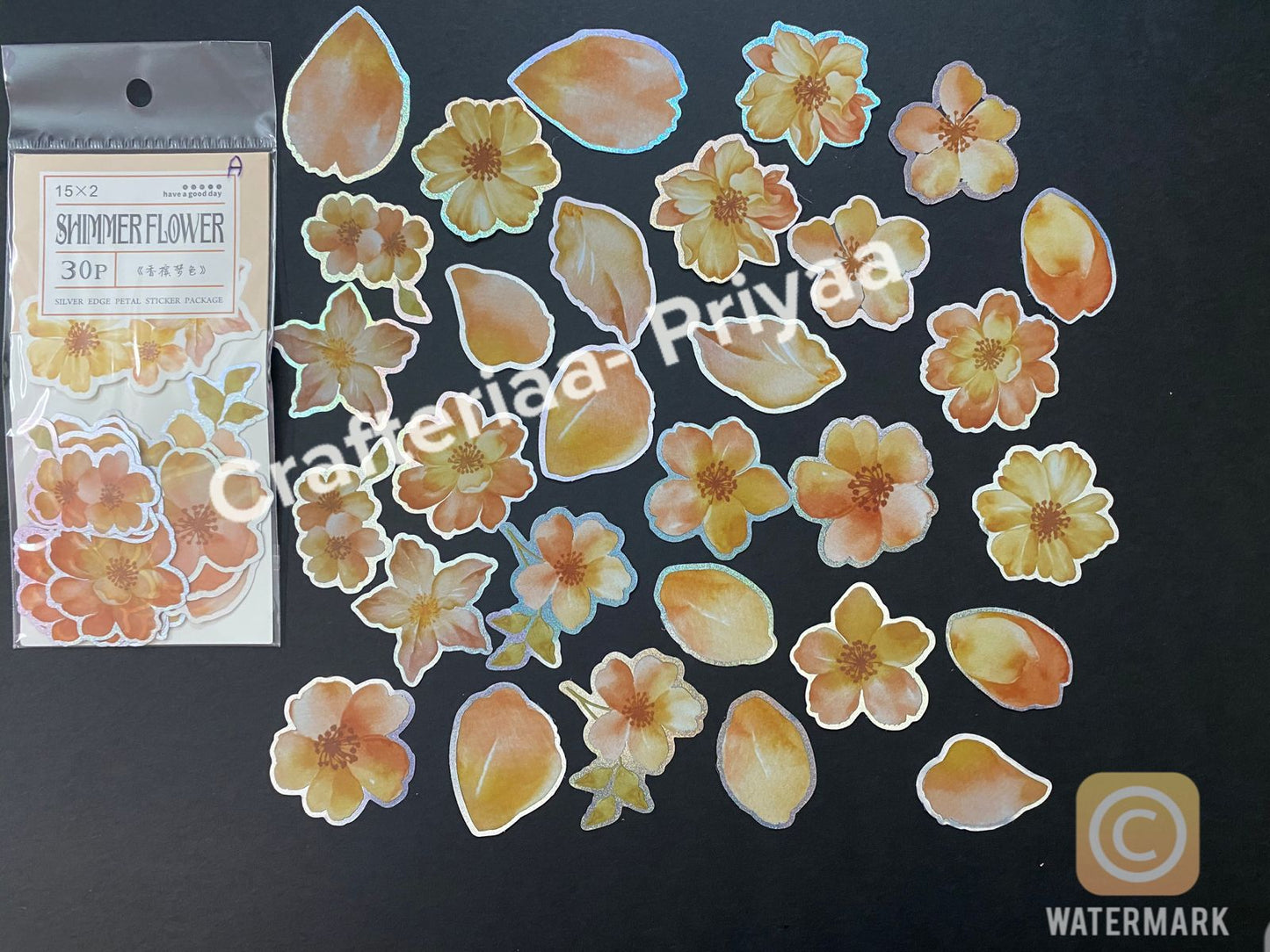 Shimmer Flowers- Design A- 30 pieces, CPJ437