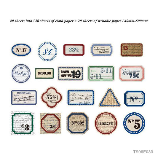Vintage Tin Box Stickers – 40 pieces- Library Notes