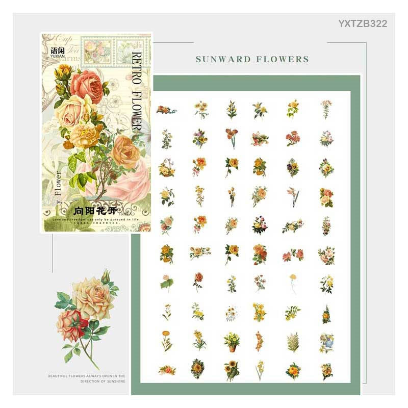 Stickers set – Sunward Flowers- 60 Pieces- CPJ407