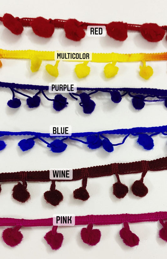 Pom Pom lace -1 mtr color : Royal Blue