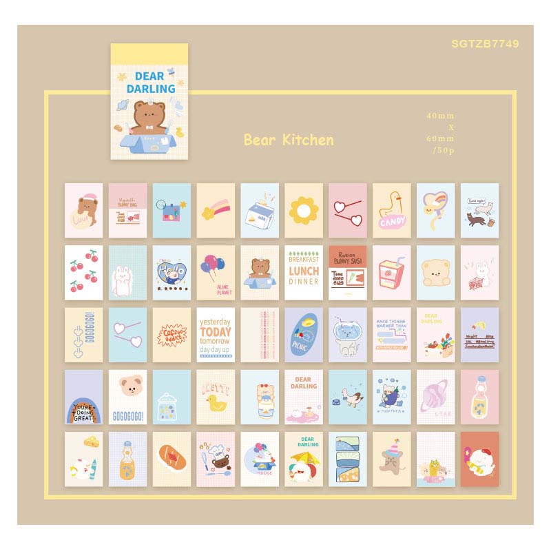 Vellum Ephemera Set of 50 sheets- (6×4 cm)- CPJ-87 - Bear Kitchen