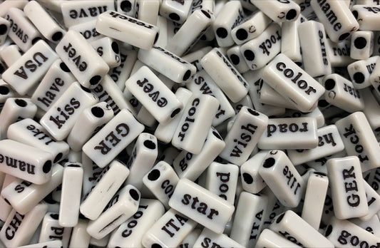 Message tiles Beads- 25 gm ,White – design -9