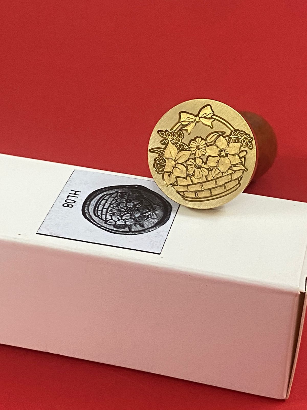 Wax Seal Stamp – FLORAL BASKET- Design no. -166