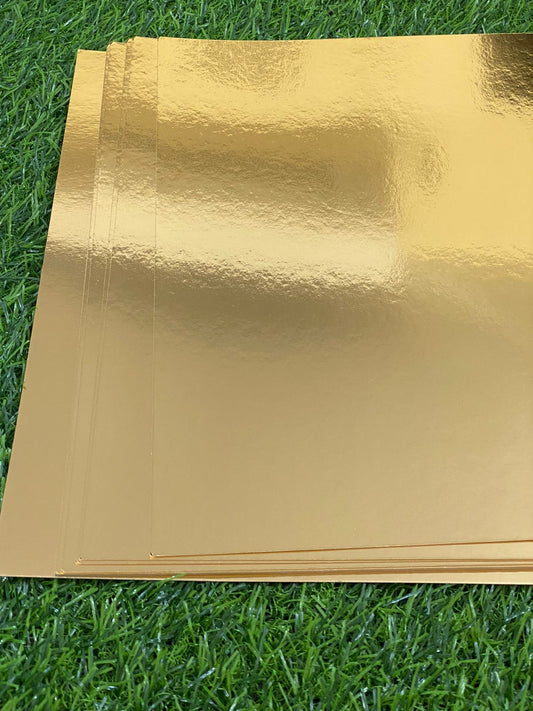Bright Gold Mirror Cardstock 250 GSM- 50 Sheets- 12×12 inch
