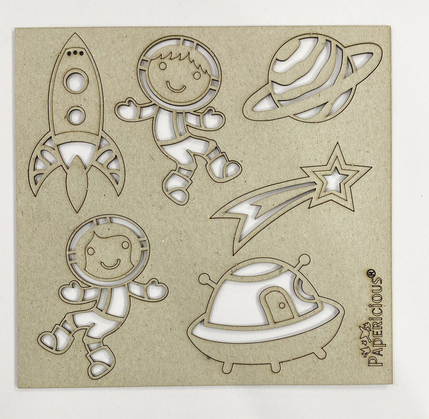 Space – 6×6 Inch Laser Cut Collage Chipboard (1.4mm)