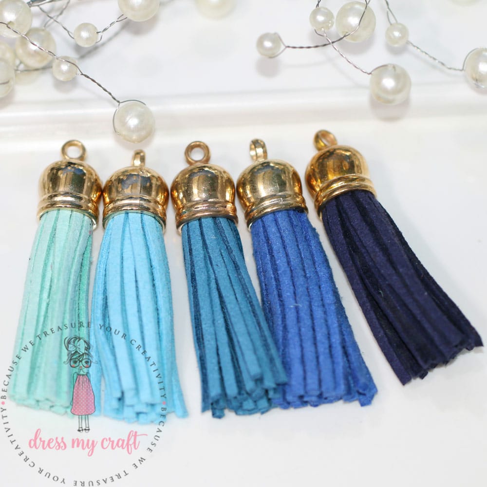 Medium Faux Leather Tassel – Blue Family
