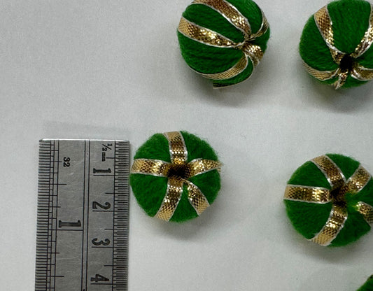 Thread & Gota Patti Balls - 10 pieces, Color- Green