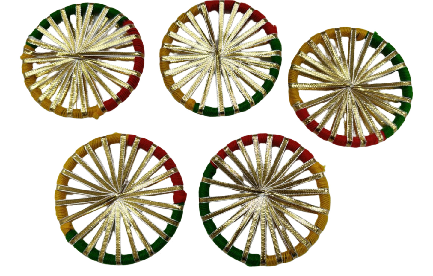 Gota patti Ring 4 inch- 5 pieces- Multi Color