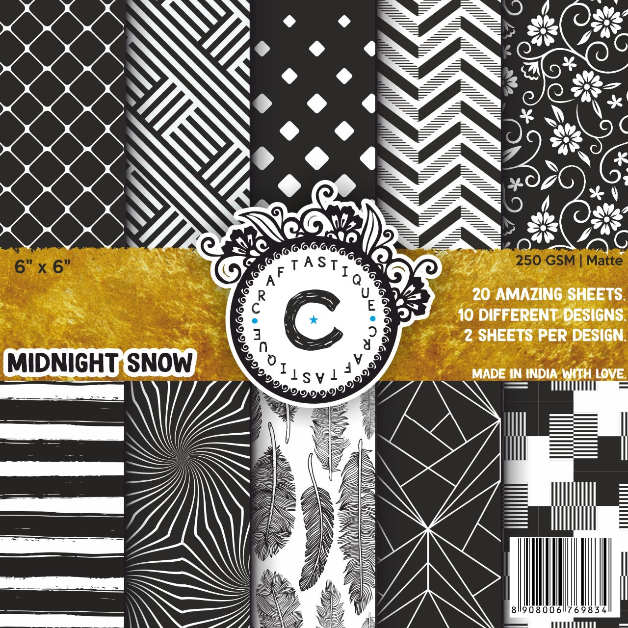 Midnight Snow- 6×6 inches