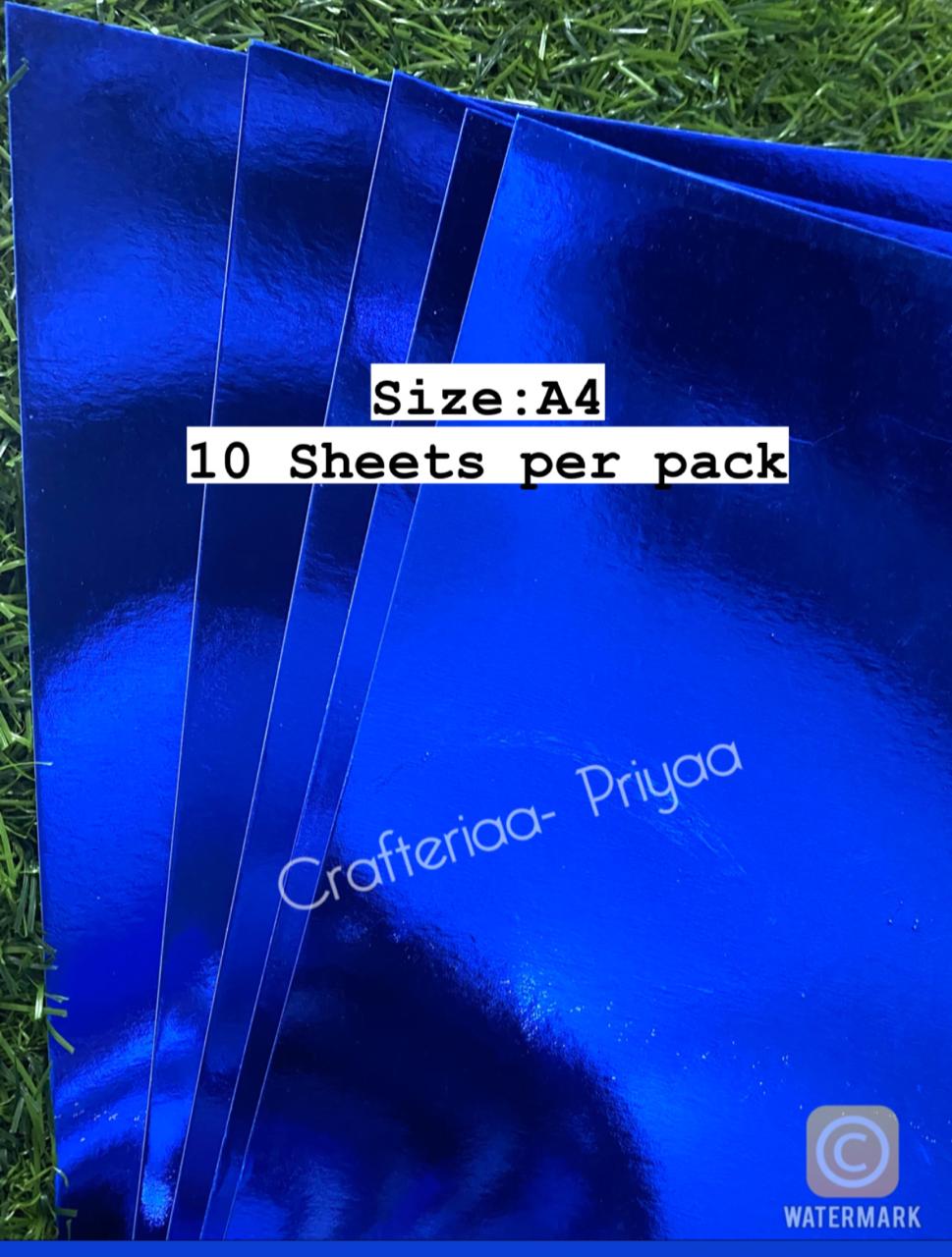 Blue Mirror Cardstock- 10 Sheets- A4 SIZE