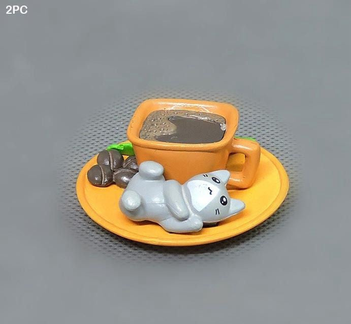 Cat with Coffee Cup Miniature - 2 piece D - 792