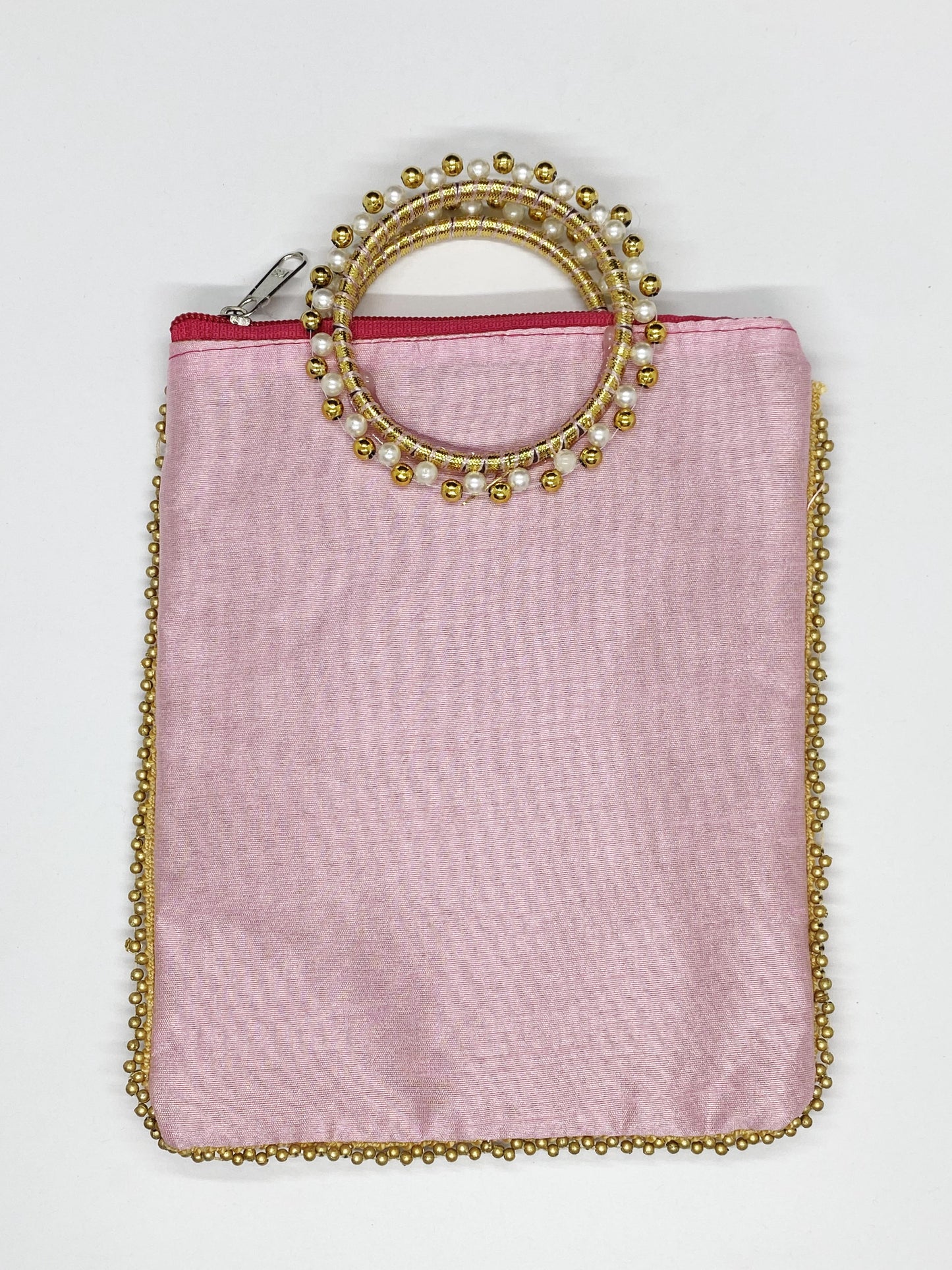 Fancy Potli Bag - 8 x 6 inch - 5 Pieces , Light Pink, Design -2