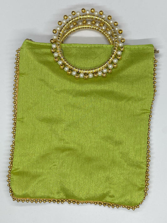 Fancy Potli Bag - 8 x 6 inch - 5 Pieces , Green, Design -5