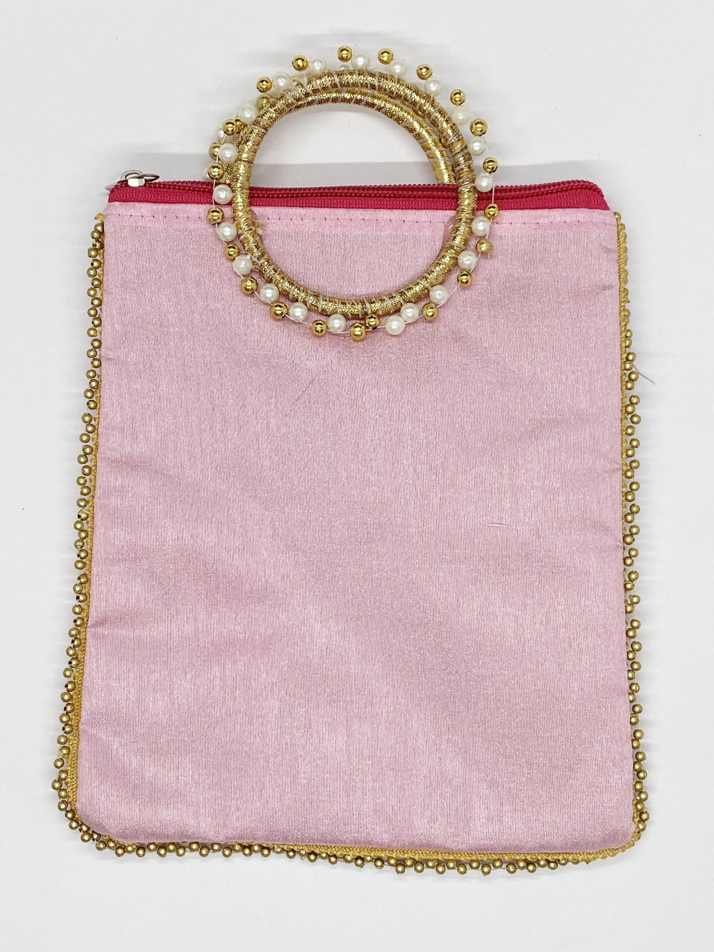 Fancy Potli Bag - 8 x 6 inch - 5 Pieces , Light Pink , Design -7