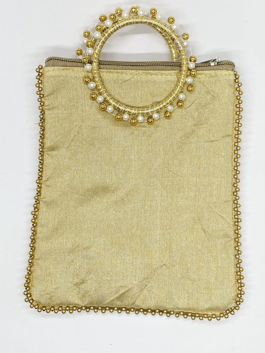 Fancy Potli Bag - 8 x 6 inch - 5 Pieces , Golden, Design -10