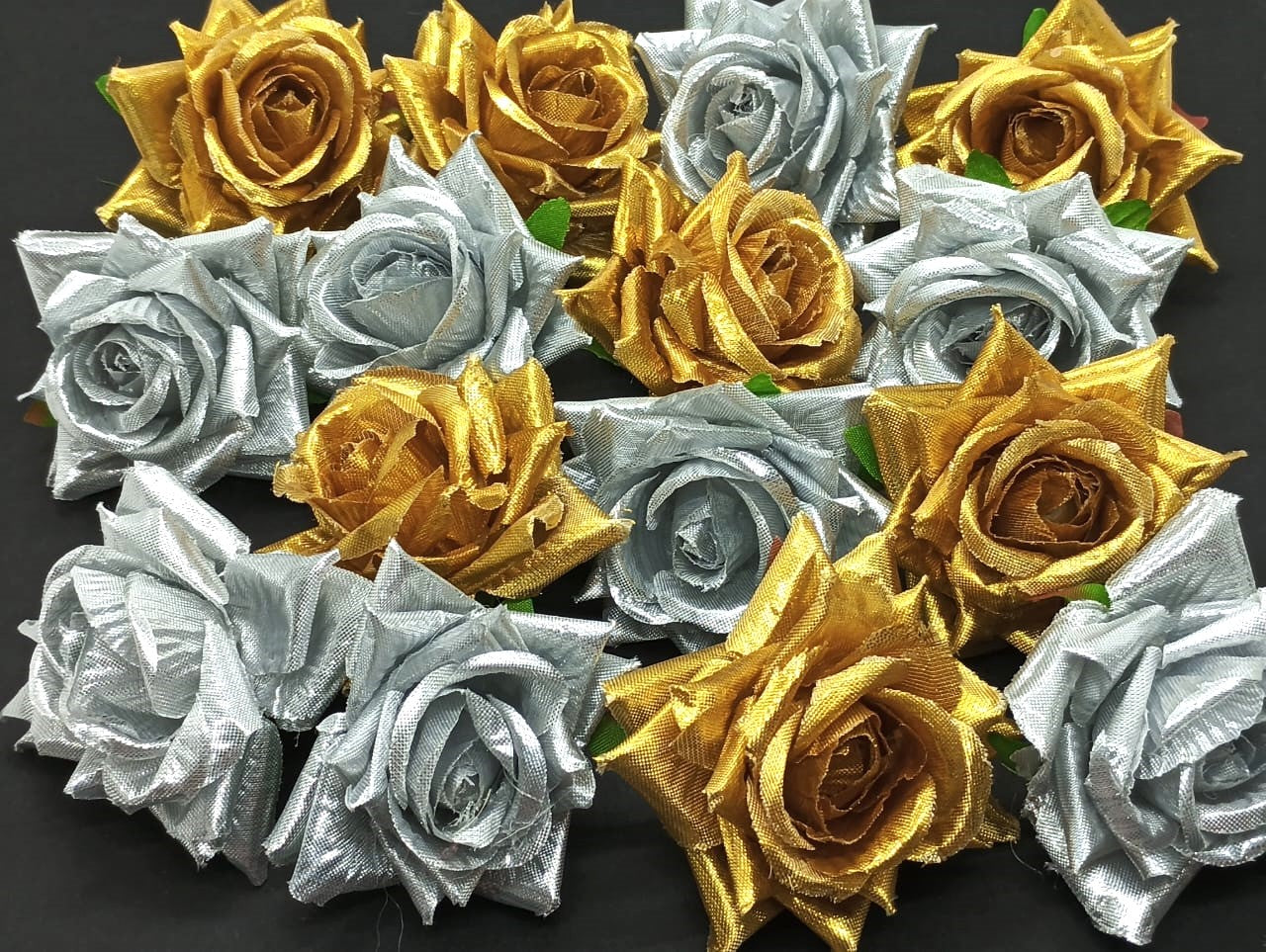 Velvet ROSES- 20 pieces shade - Golden , Silver