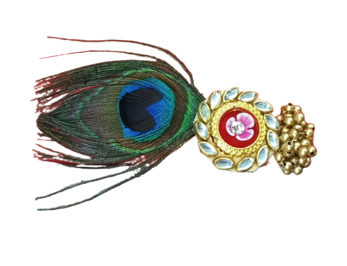 Peacock Feather with flower Brooch - 2 piece
