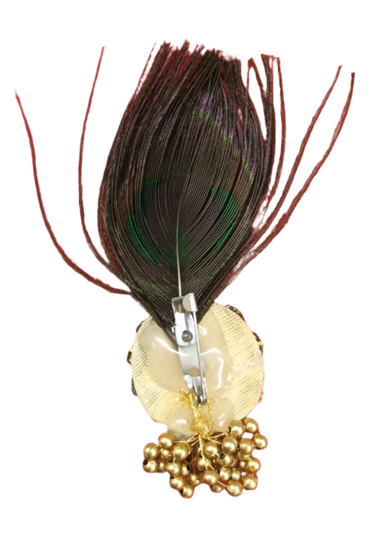 Peacock Feather with flower Brooch - 2 piece