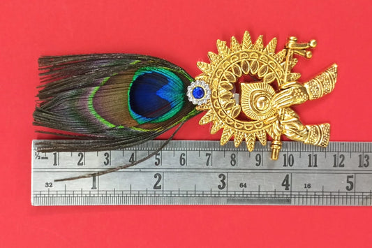Peacock Feather with Flute in hand Brooch - 2 piece