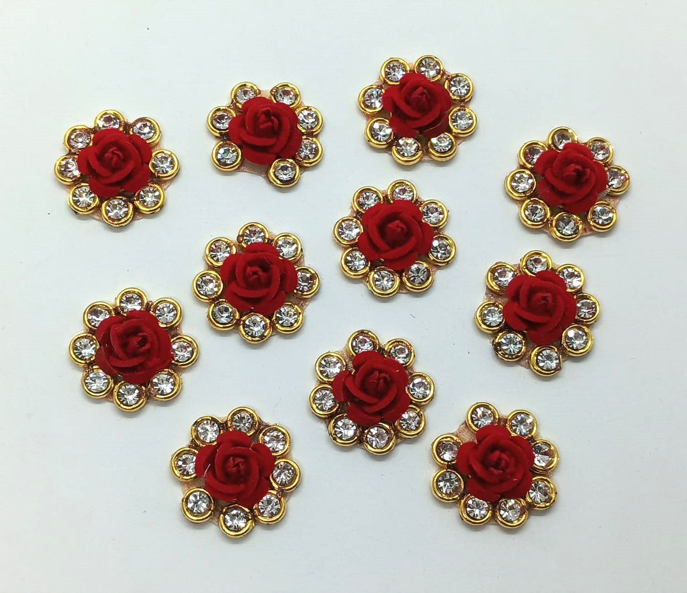 Red Rose Rhinestones - 10 piece