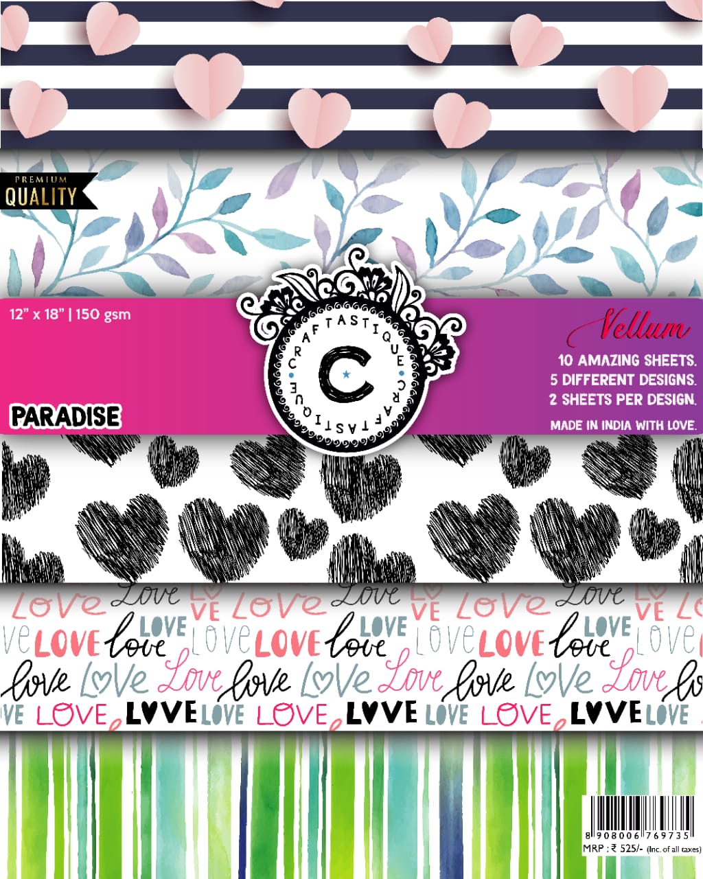 Paradise- Printed Vellum- 12×18 Inch
